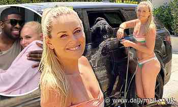 Lindsey Vonn washes her car in a bikini