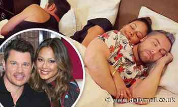 Vanessa Lachey cuddles up with Lance Bass in bed and tells husband Nick to 'get the lights'