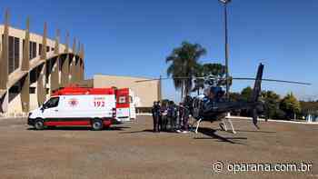 Helicóptero do Consamu transfere idosa de Laranjeiras do Sul para Guarapuava - O Paraná