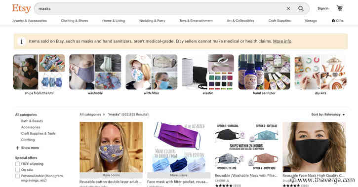 Etsy sales doubled in April thanks to homemade masks