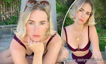 Mad Men vet January Jones, 42, looks wrinkle free as she puts her bust on display