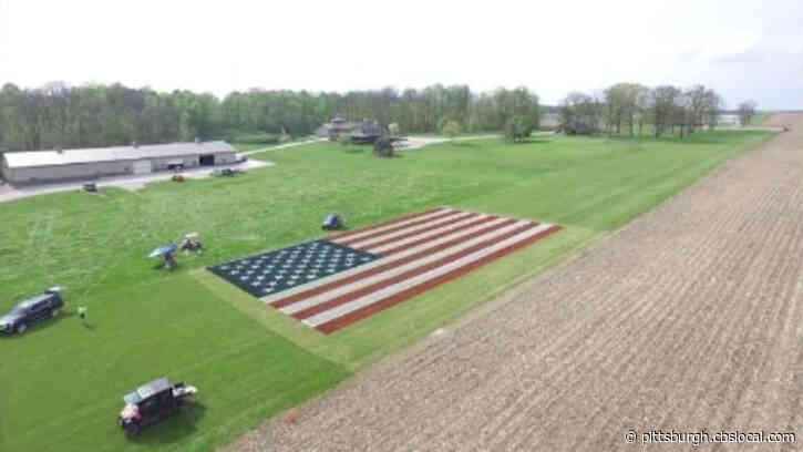 ‘We Are All In This Together’: Giant American Flag Painted On Field To Honor Pandemic Heroes