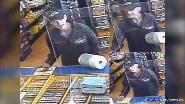 Calgary police seek suspect who allegedly stopped to make purchase after stealing cash from store's office