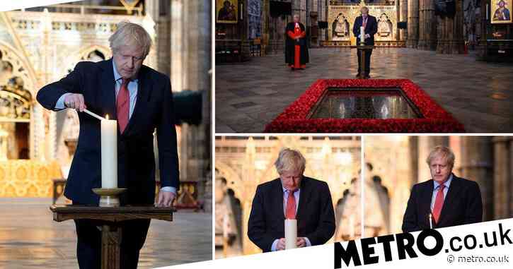 Boris Johnson lights candle at Westminster Abbey ahead of VE Day celebrations