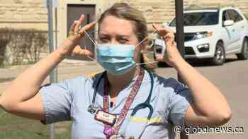 Saskatoon nurse shows how to properly put on, take off mask