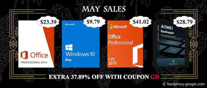May exclusive offer: Windows 10 Pro with $9.79 and Office 2016 Pro with $23.39