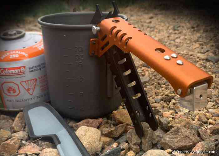 Handled camping pot handle, gripper and fuel canister recycling tool