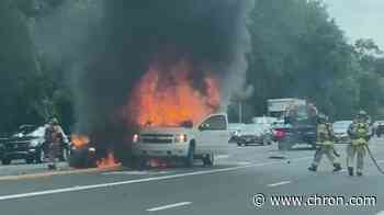 Lexus and SUV fully engulfed in flames after crash in west Houston - Chron