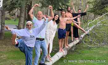 Demi Moore and ex Bruce Willis pose for ANOTHER group snap