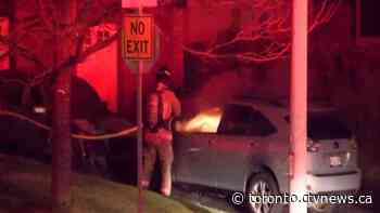 Fire involving four vehicles outside Etobicoke home likely deliberately set: police