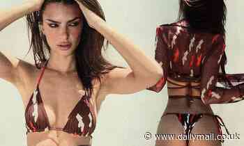Emily Ratajkowski is a sheer summer goddess as she flashes her backside in thong swimwear 