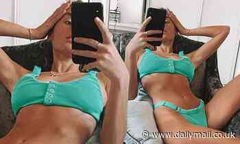 Amber Davies looks sensational in a tiny green bikini for sultry snap during lockdown