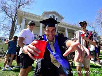 Photos show seniors at the University of Colorado Boulder throwing a graduation party replete with beer pong and crowds of people one day before stay-at-home restrictions were lifted