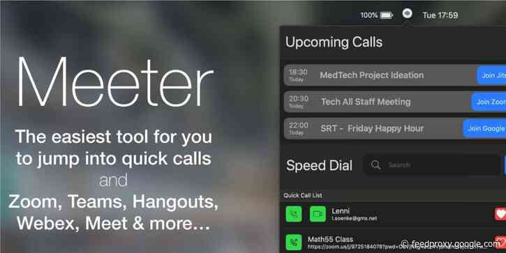 Meeter is a new Mac app for quickly joining Zoom meetings, Google Hangouts, and more