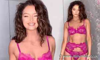Maura Higgins shows dance moves in bright pink lace lingerie