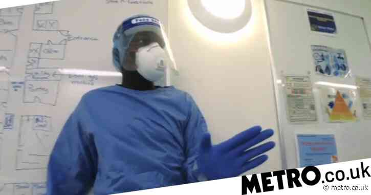 Nurse on coronavirus frontline breaks down after nearly fainting due to heat and stressful conditions