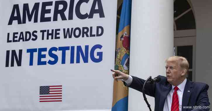 Skipping a mask, Trump says he’s ‘met the moment’ on testing