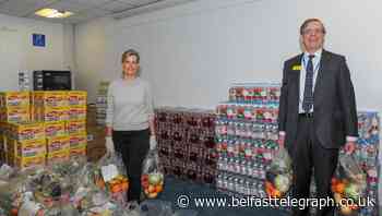Sophie volunteers by packing food parcels for hospital staff