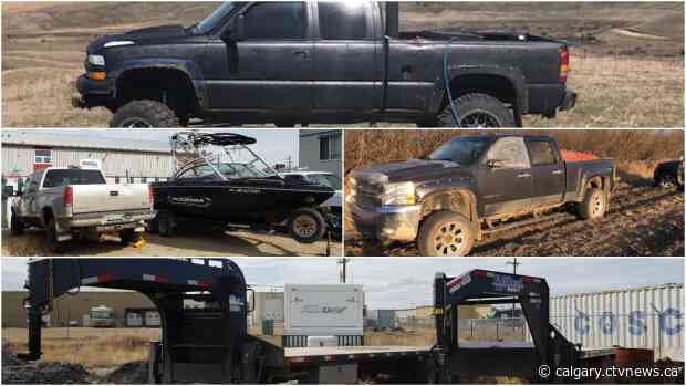 5 trucks, boat trailer and other vehicles recovered by southern Alberta Mounties