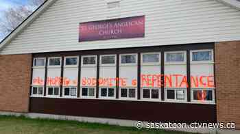 Man charged after allegedly spray painting Saskatoon police headquarters and 3 churches