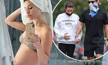 Lea Michele showcases her bare baby bump in a bikini selfie ... after the actress went for a stroll