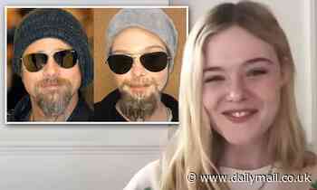 Angelina Jolie's Maleficent co-star Elle Fanning dresses up as Brad Pitt