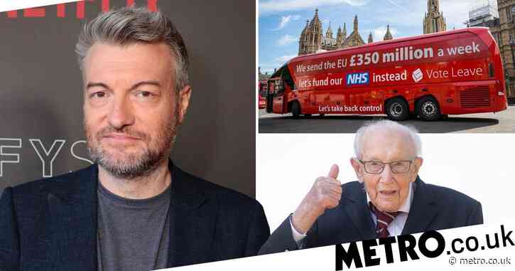 Charlie Brooker takes savage swipe at Boris Johnson as he compares Brexit battle bus vow of £350million a week for the NHS to Colonel Tom Moore