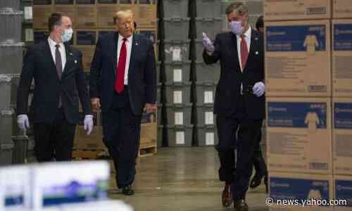 Donald Trump goes maskless to tour medical equipment facility