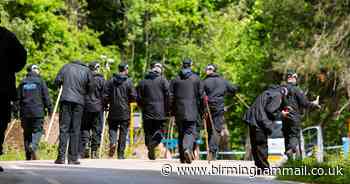 Pictures show murder hunt in woodlands after woman's torso found in suitcase