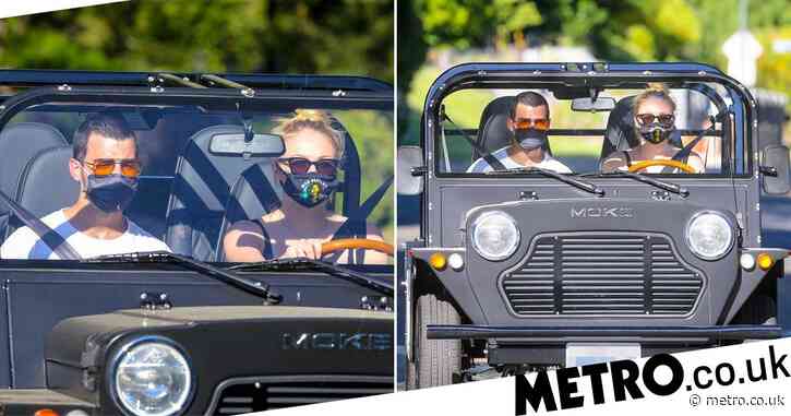 Joe Jonas and Sophie Turner don face masks to take their new green-friendly electric car for a spin