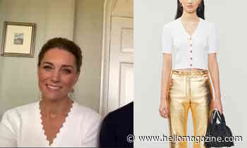 Kate Middleton's new swept-up hairstyle goes perfectly with her scalloped Sandro cardi