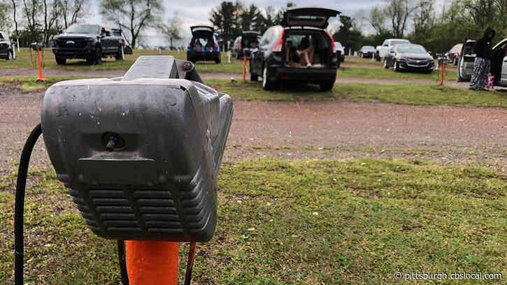 Moviegoers Practice Social Distancing At Dependable Drive-In Theater On First Night Of Reopening