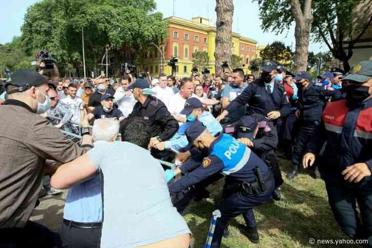 Albania protesters clash with police over theatre demolition