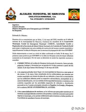 Determinan cerrar en su totalidad la aldea de Monjarás en #Choluteca ante casos confirmados por Covi-19 - hch.tv