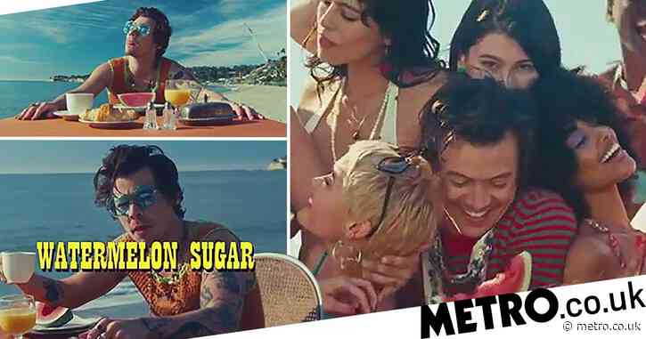 Harry Style frolics on the beach for Watermelon Sugar music video and now we really want a holiday
