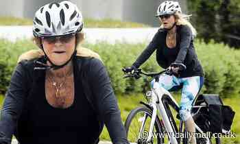 Goldie Hawn, 74, enjoys a bike ride around LA as she continues to keep up with her fitness regime