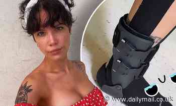 Halsey shows medical boot after injuring foot doing 'stupid thing'