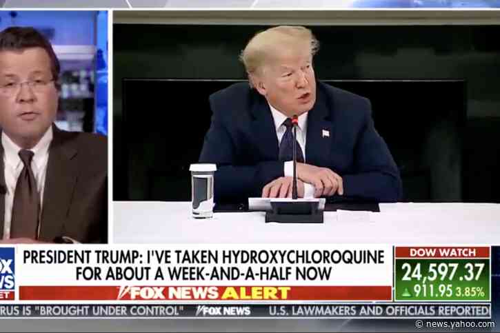 Fox News' Neil Cavuto hastily warned viewers against using hydroxychloroquine after Trump said he's taking it to prevent coronavirus