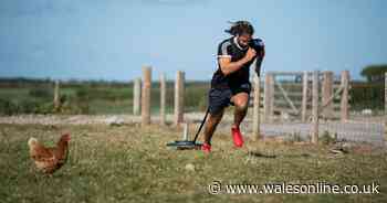 Wales' players pictured in lockdown as stars race through fields of chickens