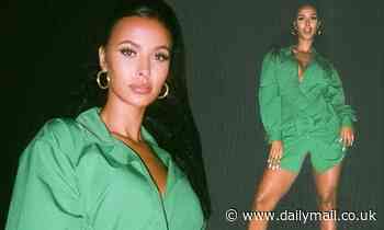 Maya Jama wears green outfit for leggy Instagram photos