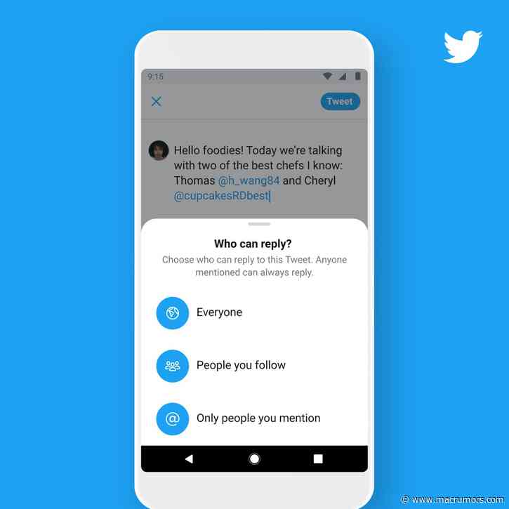 Twitter Now Testing Setting for Limiting Who Can Reply to Tweets