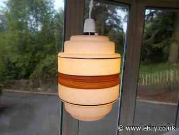 1950S 60S RETRO LAMP SHADE ART DECO STYLE GOOD COND 8" HIGH MID CENTURY KITSCH