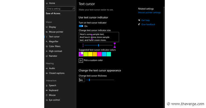 Windows 10 gets accessibility improvements to cursor, screen reader, and more