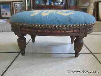 Antique Carved Wooden Victorian Footstool Ottoman
