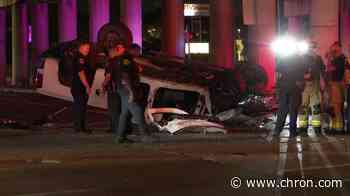 Pickup carrying child plunges off North Freeway avoiding ‘brainless’ street racers, police say