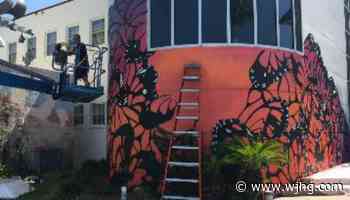 Artist paints butterfly mural across Panama City Center of the Arts building - WJHG-TV