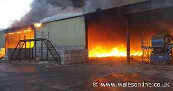 Huge fire breaks out at recycling centre on industrial estate
