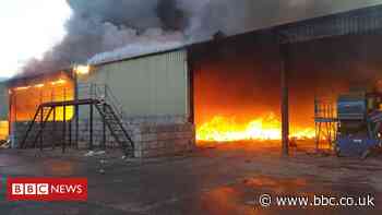 Firefighters tackle blaze at Wrexham Industrial Estate
