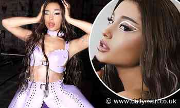 Ariana Grande flashes flesh in sci-fi-inspired bra on set of her and Lady Gaga's music video