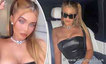 Kylie Jenner gets 'all dressed up with nowhere to go' in leather tube top and choker necklace
